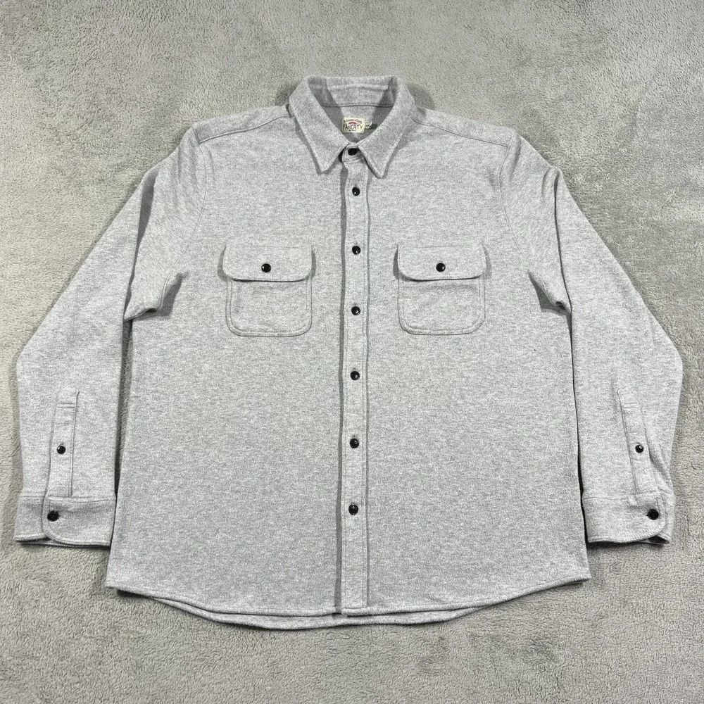 Faherty Legend Sweater Shirt Mens 2XL Gray Button Up Flannel Pockets Stretch